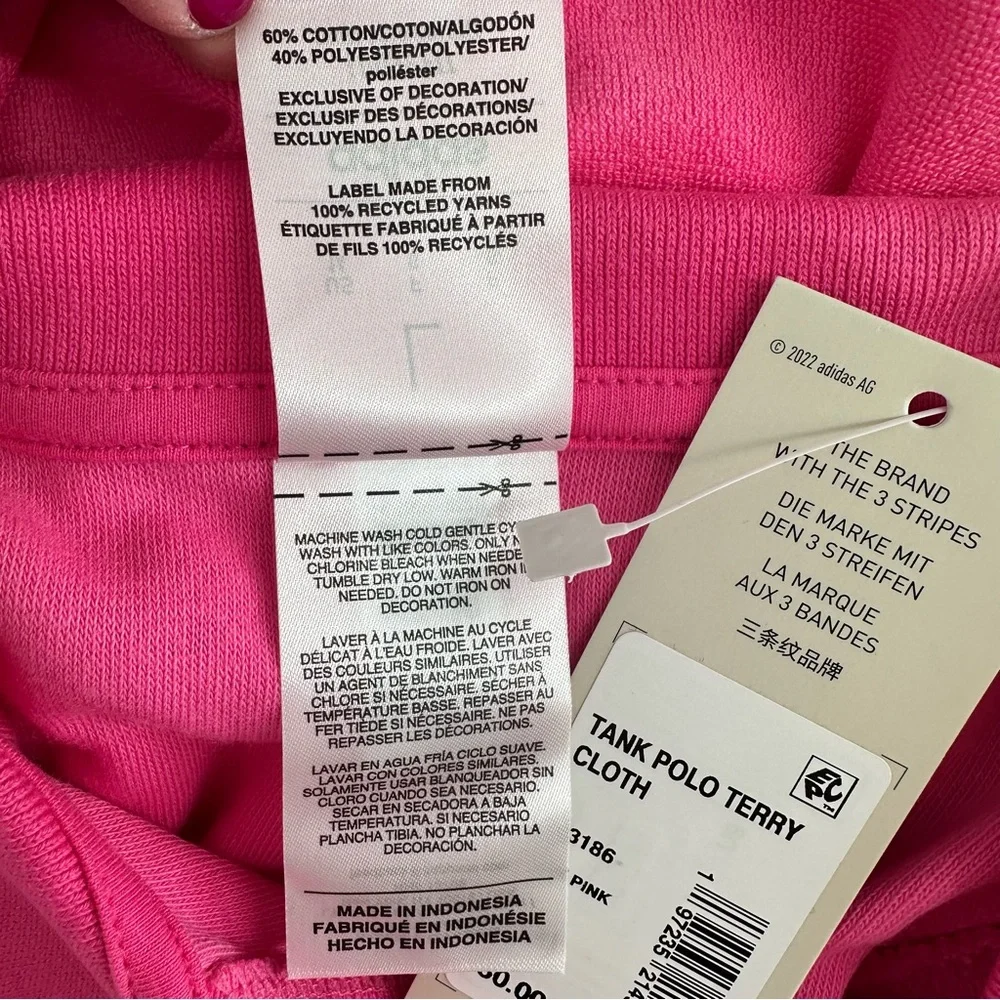 Adidas Polo Tank and All Day Short in Dark Pink Terry Cloth size Girls Large/14